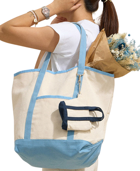 
Mini Canvas Tote Keychain/Bag Charm in NAVY view 2