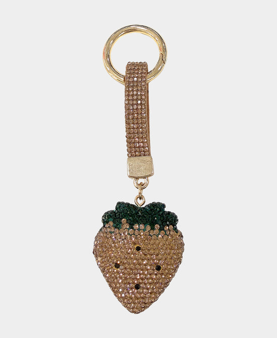 
Crystal Strawberry Keychain/Bag Charm in GOLD view 1