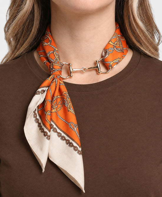 
Printed Scarf Chain Necklace in ORANGE view 1