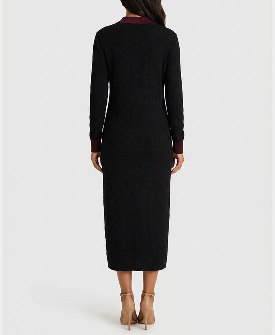 
Checkered Knit Maxi Dress in BLACK/BURGUNDY view 2