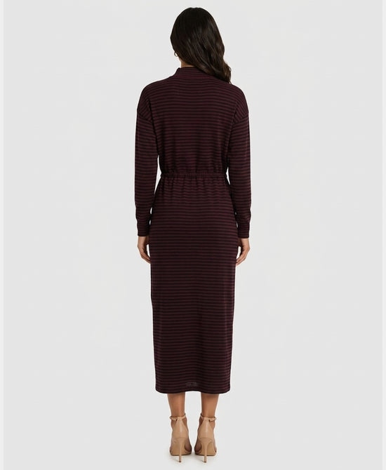 
Stripe Knit Maxi Dress in BURGUNDY/BLACK view 2
