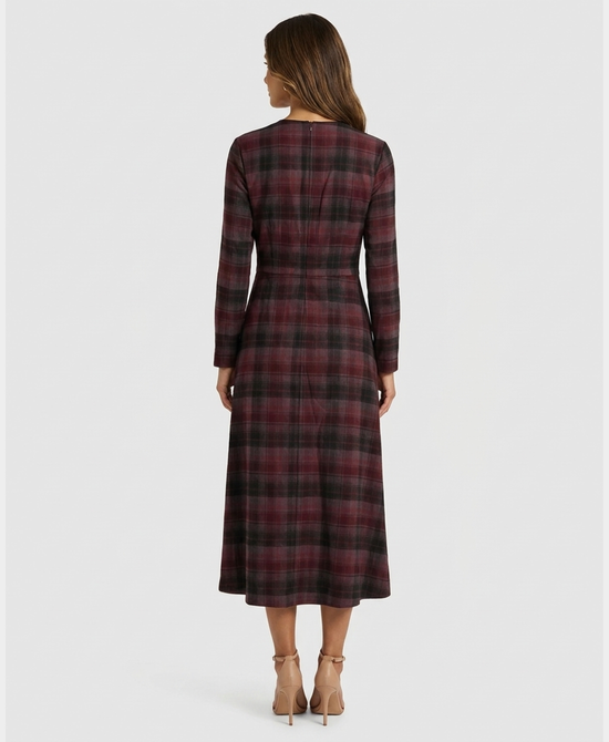 
Plaid Maxi Dress in BURGUNDY MULTI view 2