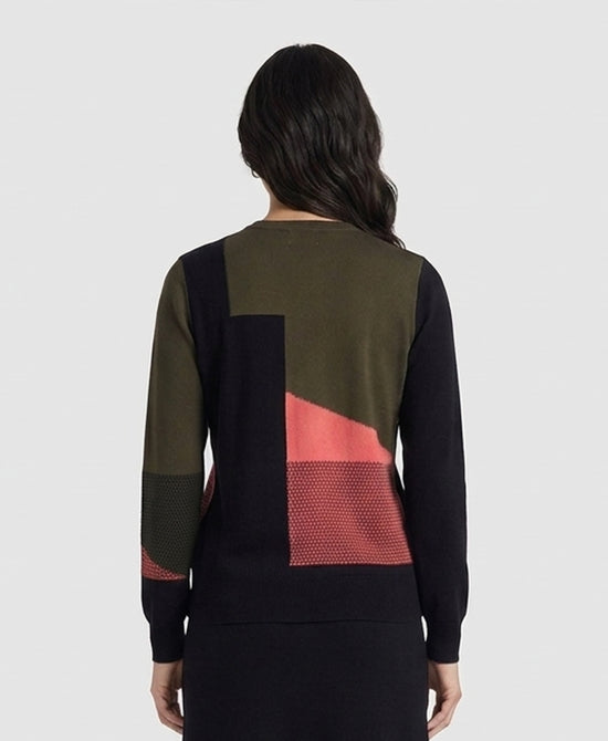 
Geo Print Sweater in OLIVE/BLACK view 2