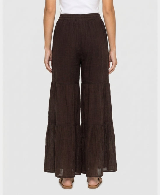 
Tiered Pants w/ Velvet Trim in WINE view 2