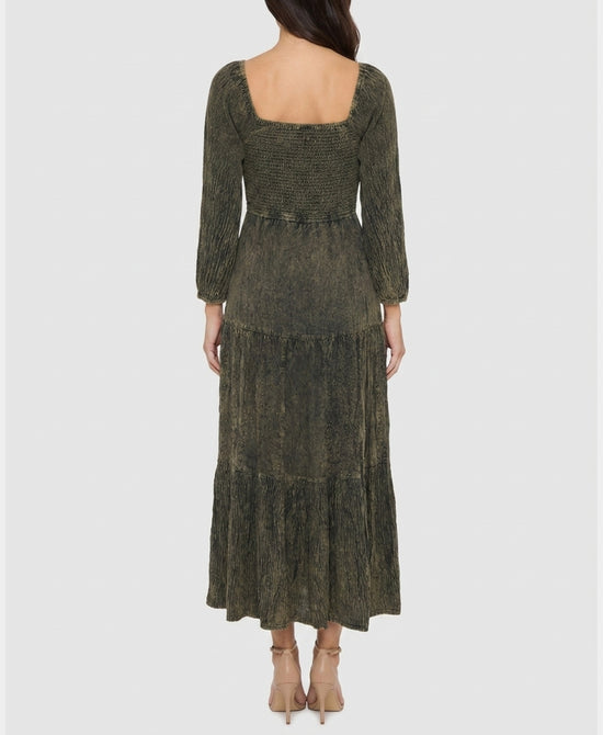 
Smocked Tiered Maxi Dress in OLIVE view 2