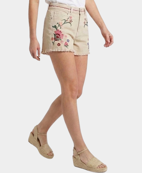 
Floral Embroidered Shorts in beige view 1
