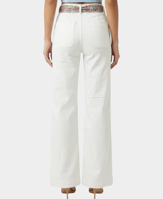 
Jeans w/ Multicolor Scarf Belt in WHITE view 2