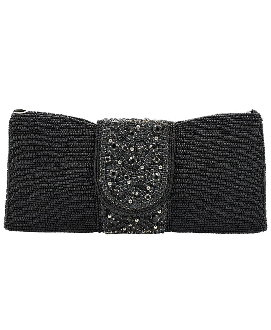 
Beaded Clutch Bag w/ Crystals in BLACK view 1
