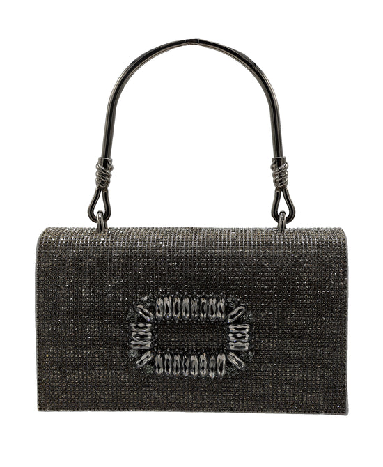 
Rhinestone Buckle Evening Bag in PEWTER view 1