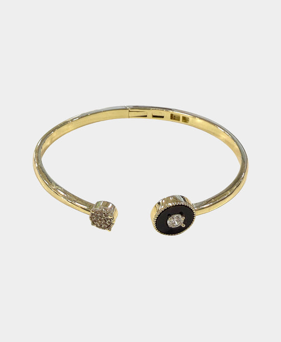 
Cubic Zirconia Hinge Cuff Bracelet in GOLD/BLACK view 2
