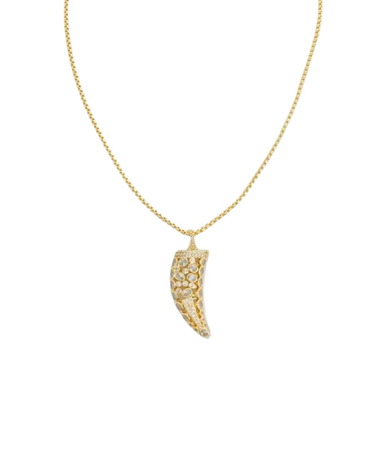 
CZ Horn Chain Necklace in GOLD view 1