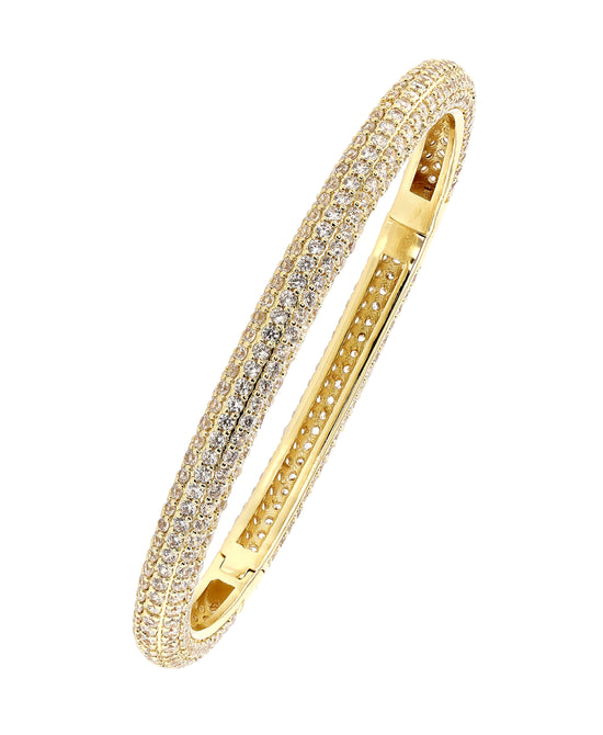 
Micro Pave CZ Bangle Bracelet w/ Emerald Green CZ in GOLD/GREEN view 2