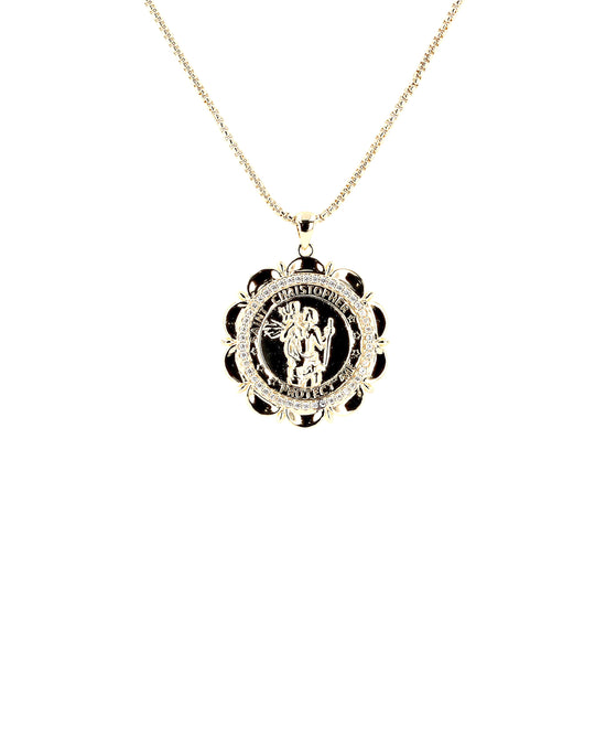 
Men's Necklace w/ Saint Christopher Pendant in GOLD view 1
